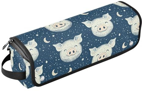 Cartoon Cute Pig Faces Hair Tool Travel Bag for Women and Heat Resistant Mat with Zipper Waterproof Curling Iron Travel Case for Flat Irons, Straighteners, Curling Irons Portable Organizer