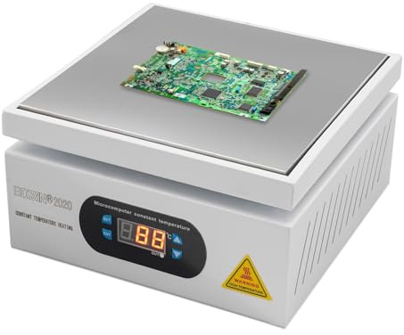 Station de soudage professionnelle - Plaque chauffante 700 W - 20 x 20 cm - Surface de chauffage numérique 0-500 °C - Station de préchauffage micro-ordinateur pour rework SMD, retrait de PCB, soudure