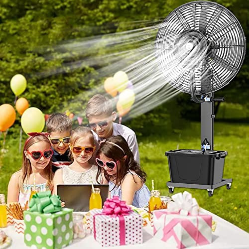 Ventilatore nebulizzatore commerciale per interni ed esterni, ventilatore nebulizzatore oscillante a piantana, ventilatore da esterno con nebulizzatore, nebulizzatore a piantana per patio esterno, 3