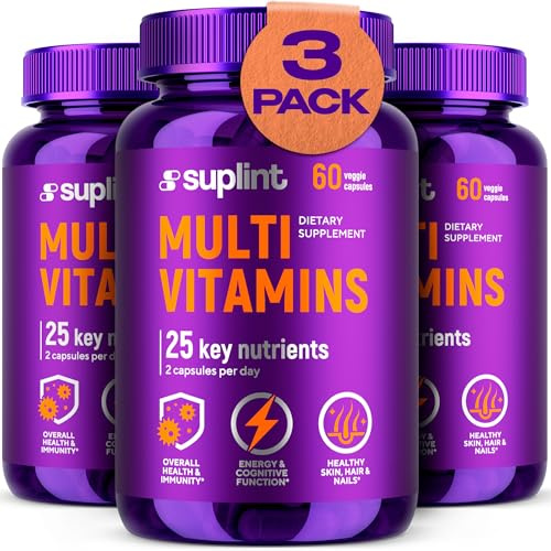 Multivitaminico Completo – 60 Capsule per 30 Giorni – Complesso di Vitamine A-Z e Minerali come Zinco e Biotina – Integratore Multivitaminico – Vitamine A, B, C, D, E, B6, B12, K (3 Pack)
