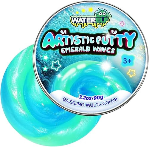 WATERELF Dazzling Knete – Ungiftige Sensorik-Knete in Blau-Grün mit Glitzer, Kreatives Spielzeug für Kinder und Erwachsene, Stressabbau, Nicht klebende Therapie– P009