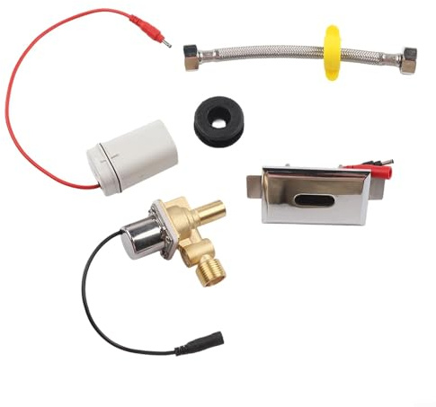 Automatic Infrared Urinal Flush Valve with Dc 6V Induction Sensor, Water Saving Metal Solenoid for Hygienic Public Restroom Installation(A)