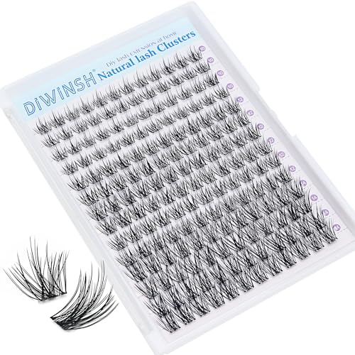 DIWINSH Falska Ögonfransar 168 st Wispy Naturliga LöSfransar 10-14mm C Curl DIY Ögonfransförlängning Individuella Ögonfransar för Nybörjare