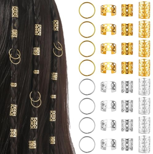 THQAE 160 Pcs anelli per capelli, gioielli per capelli, Gioielli Dreadlocks Trecce Clip, Dreadlock Perline Clip a Spirale, Capelli Treccia, Accessori Decorazione, Per Uomini e Donne