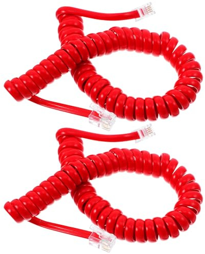ULDIGI Cavi Telefonici a Spirale, 2 Pezzi, Cavo Ricevitore Telefono Fisso Maniglia Curva, Materiale in Rame e Gomma, per Comunicazioni Stabili a Casa e Ufficio, Rosso