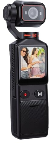 Denash Fotocamera Portatile, Videocamera 4K HD 140° Grandangolare Anti-vibrazione con Obiettivo Rotante a 180°, Fotocamera Sportiva Portatile per