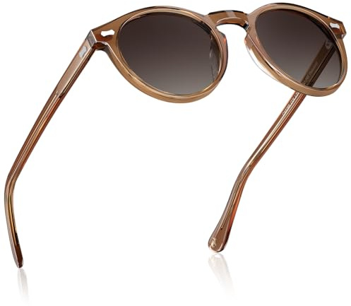 CARFIA Sonnenbrille Herren Polarisiert Retro Rund Acetat-Rahmen