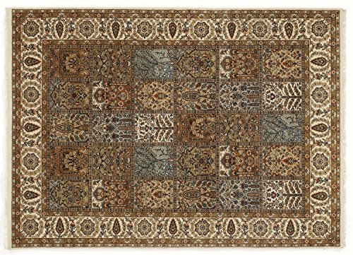 Mein Teppichmarkt Teppichträume werden wahr! Caspian Ghom Orientteppich Naturfaser handgeknüpft in Beige Braun Blau Größe: 70x140 cm Diele, Esszimmer, Flur, Kinderzimmer, Küche, Schlafzimmer, Woh