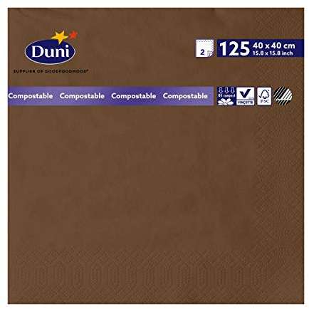 Duni 178999 2 plis Serviettes en papier, 40 cm x 40 cm, marrons (lot de 1250)