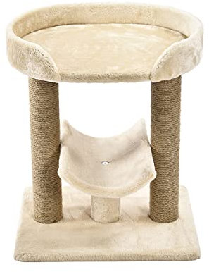 Amazon Basics Top Platform - Árbol para gatos con poste rascador - 18 x 14 x 22 pulgadas, color beige