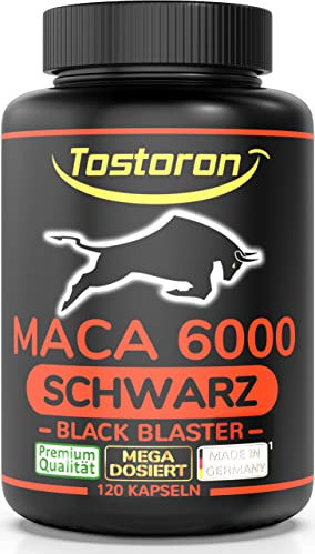 Tostoron MACA 6000 SCHWARZ HOCHDOSIERT 120 Kapseln, Tribulus, Cordyceps, Ginseng, Ginkgo, Pinienrinde, Vitamin C, Selen, Zink, 1 Dose (1x95,9g)