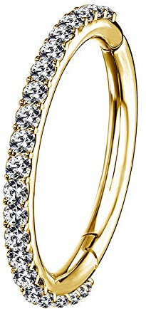 OUFER 16G Stainless Steel Conch Piercing Jewellery Gold Cartilage Earring Hoop CZ Line Helix Earring Hinged Daith Tragus Earring Inner Orbital 12mm