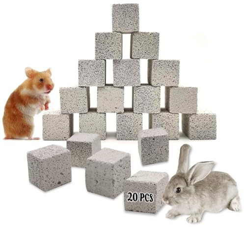 Hamiledyi 20 Pcs Chinchilla Lava Blocks Flower Shape Rabbit Chew Toys Bunny Lava Teeth Grinding Stone Small Animal Mineral Calcium Stone for Hamsters Rabbits Chinchillas Squirrels Rats Parrots