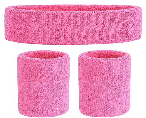ONUPGO Svettbandsset (3 delar) sport pannband handled randiga svettband frottéduk armband atletisk träning basket handled svettband och pannband fukttransporterande svettabsorberande pannband