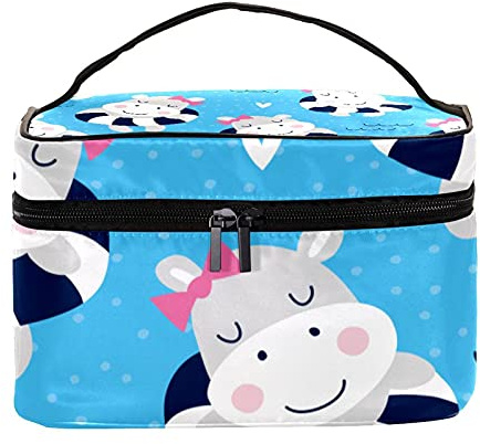 Cute Cow Lifebuoy Pattern Travel Makeup Bag Large Cosmetic Bag Makeup Case Organizer Zipper Toiletry Bags for Women Girls