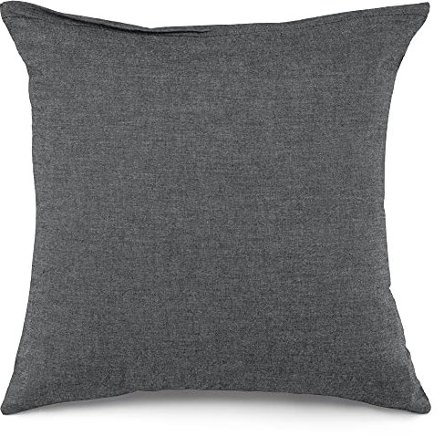 ATsense 2er Set Kissenbezug 80x80 cm - 100% Gewaschene Baumwolle, Dunkelgrau Kopfkissenbezug mit Reißverschluss, Oeko-TEX Zertifiziert Weich, Nicht Lleicht Verformbar