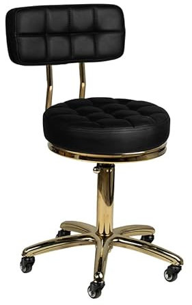 ACTIVESHOP Kosmetikhocker Rollhocker Arbeitshocker Gold AM-961 Schwarz