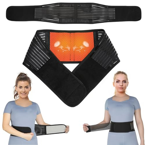 KkaFFe Back Support with Magnet, Tourmaline Magnetic Back Braces for Lower Back Pain Relief, Self Heating & Soothing Back Support Belt, Lumbar Support Belt for Herniated Disc/Sciatica (Large)