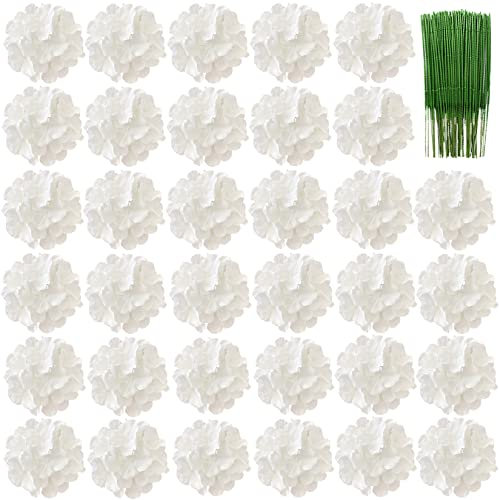 FagusHome 34 Piezas Cabezas de Hortensia 18CM Artificiales Flores Flores Artificiales con Tallos Flores Falsas