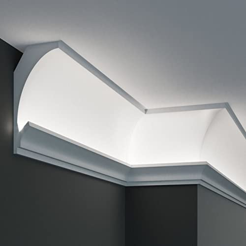 PROVISTON | Lichtleiste | Indirekte Beleuchtung | Deckenleiste | 115 x 90 x 1150 mm | XPS | Weiß | Hochwertig | Stuckleiste | Modern | Robust | Langlebig | Stoßfest | 57.5 Meter