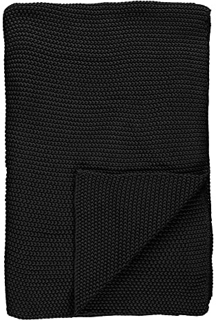 Marc O'Polo Plaid Nordic Knit Schwarz, 130x170 cm Baumwolle GOTS - Uni