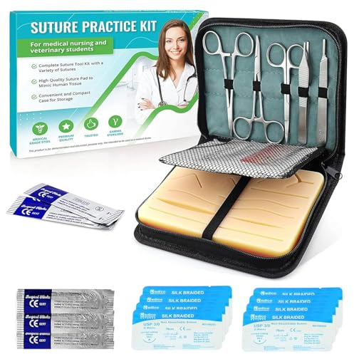 EXLIN Kit di sutura chirurgica per studenti di medicina-Strumenti per Allenamento Chirurgico Kit completo per la pratica tecniche di sutura, Regalo medico per studenti, veterinari, infermieri
