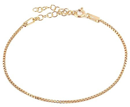 Einzelstück® Premium Silber Armband 925 Echtschmuck I schlichtes Panzerarmband I Armkette 18K Gold Damen (Simplicity Armkette Gold)