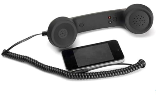 Ricevitore del Telefono Cellulare, Cornetta del Telefono retrò Vintage Ricevitore del Telefono Cellulare per Tutti gli Smartphone e Computer con Jack per Cuffie da 3,5 Mm (Nero)