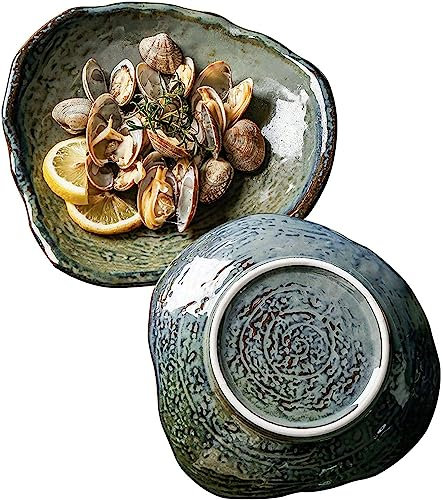Soup Plate,Soup Plates Bowls,Set of 2,Triangular Pasta Salad Serving Bowl,Deep Soup Plates,Large Shallow Bowl,Salad Plate Large Serving Ceramic,Poke Bowl-gray-20x18x3.5cm ( Colo ( Color : Gray , Size