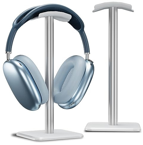 Alyvisun Headphones Stand [Weighted Base & Taller Height] Headset Holder Stand, Universal Headset Desk Hook for All Gaming Headset/Desktop Earphones, Silver