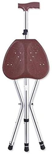 Siège de Canne Tabouret de béquille Pliant SIÈGE DE BÂTON DE Marche Siège de Canne Pliant Canne de Marche à Trois Pieds avec siège Tabouret de Repos de pêche Portable/Hauteur réglable pour