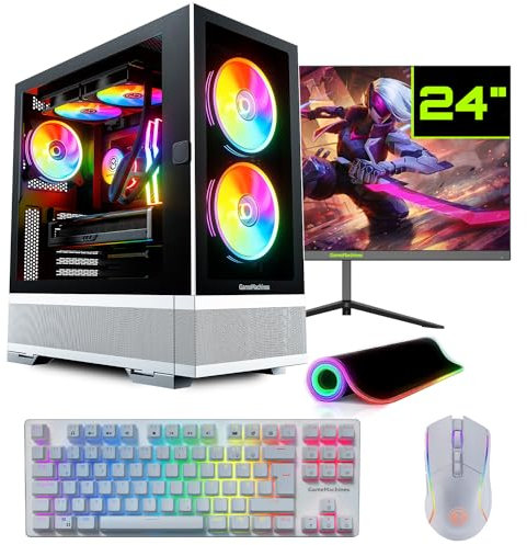 GameMachines Element Snow Komplett Set - Gaming PC - Wasserkühlung - AMD Ryzen 7 5700X - GeForce RTX 5060 Ti - 1TB SSD - 32GB RGB DDR4 - WLAN - Tastatur - Maus - Mauspad - 24 165Hz Monitor - Win 11