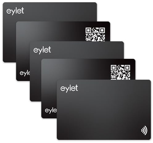 eylet Digitales Visitenkarten-Set mit NFC-fähigen digitalen Visitenkarten, Schwarz, 5 Stück