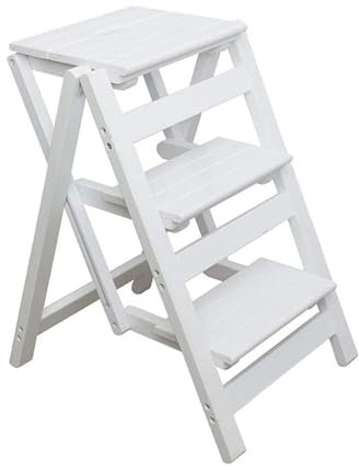 Sgabello con scaletta pieghevole in legno a 3 gradini, sgabello pieghevole leggero e portatile con pedale antiscivolo robusto e ampio, sgabello for adulti/scala a pioli, for la casa, l'ufficio, la cuc