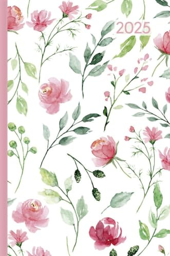 Alpha Edition - Ladytimer Mini Roses 2025 Taschenkalender, 8x11,5cm, Kalender mit 144 Seiten,mit einem Info- und Adressteil im handlichen Miniformat, Monatsübersicht, internationales Kalendarium