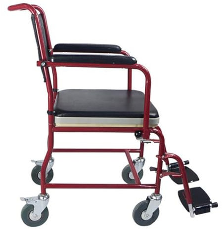 Duschstuhl mit Rollen,Dusch Toilettenstuhl Fahrbar Nachtstuhl,Nachtstuhl für Erwachsene,Commode Toilet Chair for Bedroom,für Patienten Senioren Behinderte und Schwangere A
