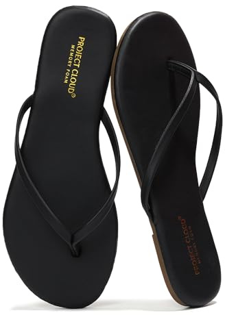 Project Cloud Flip Flops for Women Footwear- Lightweight and Memory Foam Insole Sandals for Women 2026 - Durable Non-Slip Beach Essentials Flats for Women Sandals (Foundations, Black, 11)