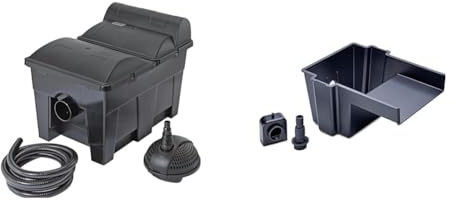 Pontec 42752 MultiClear Set 15000 - Komplettset aus Filterpumpe und Durchlauffilter/Durchlauffilterset/Mehrkammerfilter & PondoFall - Quellelement/Auslauflippe für Bachlauf und Wasserfall