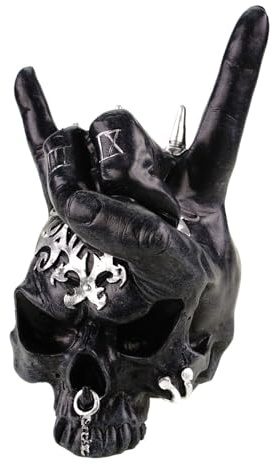 Kremers Schatzkiste dekorativ figur dödskalle sten yeah svart/silver 19 cm skalle polresin gotisk figur vardagsrum dekoration gåva skalle skulptur