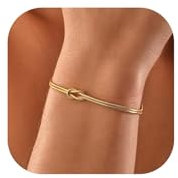 Nayyana Goldarmbänder, 18 Karat Echtgold plattiert, Liebesknoten-Armband aus Titanstahl, zierliche Schlangenkette, Unendlichkeitsarmband, verstellbar, Goldschmuck, Geschenke für Frauen