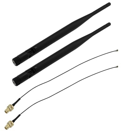 ECSiNG RP-SMA WLAN-Antenne, 5 dBi, 868 MHz, 19,5 cm, Router-Antenne mit 2 x 21,5 cm RP-SMA-Buchse, Koaxialkabel für drahtlosen Netzwerk-Router, Schwarz, 2 Stück