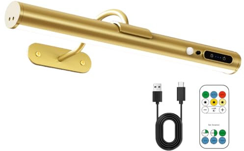 bravzurg Applique Lampe Murale LED Sans Fil avec Detecteur Mouvement, Lampe Murale Sans Fil à Télécommande, Lampe Miroir Rechargeable USB, lumiere eclairage pour Tableau, Salle de Bain, Intérieure