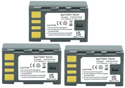 Lithium Battery 1Pc BN-VF815 BN-VF815U BN VF815 Battery ，Compatible For JVC， GZ-HD3, HD5, HD6, HD7, HD10, HD30, Everio GC-PX10 PX100 D720US D720EK(3 Pcs)