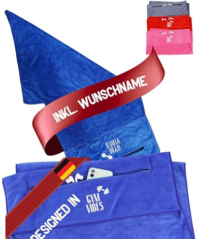 MüggenStick personalisiertes Gym Towel 50x100 cm, Gym Towel - ideal als Fitnesshandtuch, Badehandtuch, Reisehandtuch & Strandtuch, kompakt, leicht & schnelltrocknend (Blau, personalisiert)