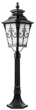MYUYEE Lampada a Colonna Vintage a 1 Via Moderna Lampada da Esterno palo da Terra IP55 Impermeabile palo Alto in Vetro palo Stradale in Alluminio pressofuso,Vetro-H-1,7m