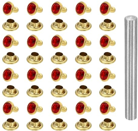 sourcing map 100 rivetti in cristallo da 6 mm, con strass, con strumento di installazione in acciaio, per abbigliamento, pelle, tessuto, decorazione artistica, artigianato in pelle, fai da te, colore