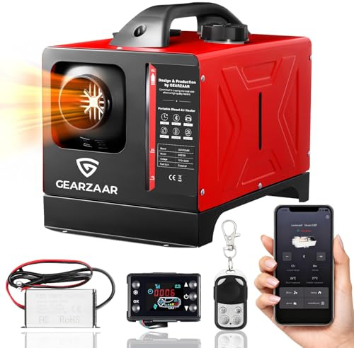 8kW Diesel Air Heater, 12V/24V/220V Smart Bluetooth APP Remote Control All In One Portable Garage Diesel Heater, Fast Heating Energy-Efficient, with AC-DC Adapter for Campervan Workshop Trailer Camp