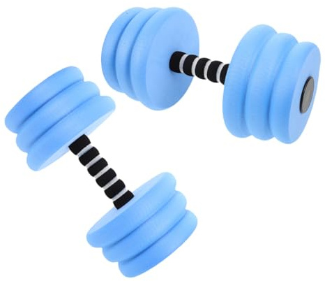 ORFOFE 2 pièces Haltères Aquatiques EVA Bleu Flottants avec Design Fileté pour Exercices Natation Fitness Équipement d'Aquafitness Portable