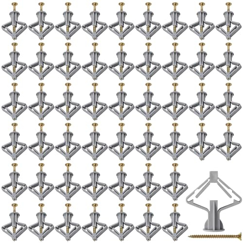 Bangbobi 100 Unidades de Tacos para Placas de Yeso con Tornillos de 50 mm: Tacos para cavidades, Tacos expansibles, Tacos para Paredes Huecas para Placas de Yeso y Placas de Fibra