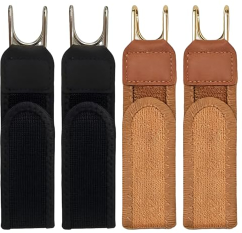 Hocklliy 4 Pcs No Buckle Belts for Men Adjustable Unisex Metal Hook Elastic Belt,Invisible Stretch Comfortable(Black/Brown)